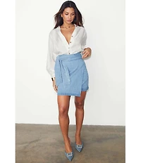 Never Fully Dressed Jaspre Denim Wrap Mini Skirt