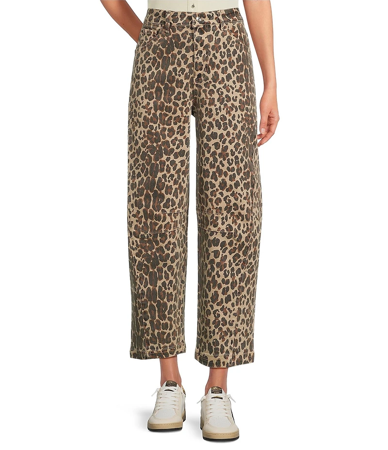 Never Fully Dressed Leopard Print Denim Barrel Jeans