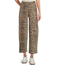 Never Fully Dressed Leopard Print Denim Barrel Jeans