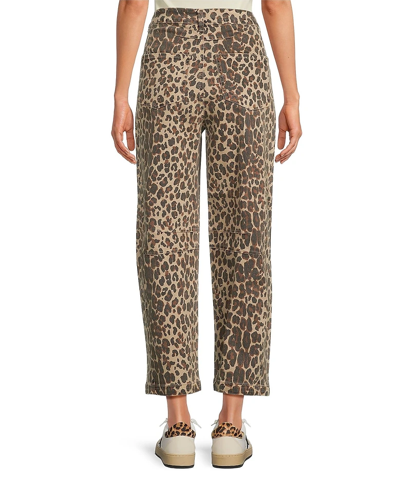 Never Fully Dressed Leopard Print Denim Barrel Jeans