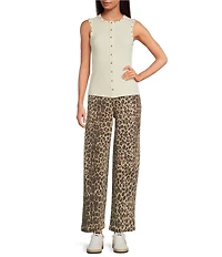 Never Fully Dressed Leopard Print Denim Barrel Jeans