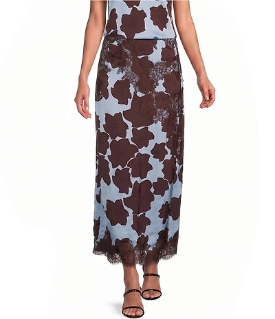 Never Fully Dressed Lily Jaden Floral Print Lace Trim Coordinating Maxi Skirt