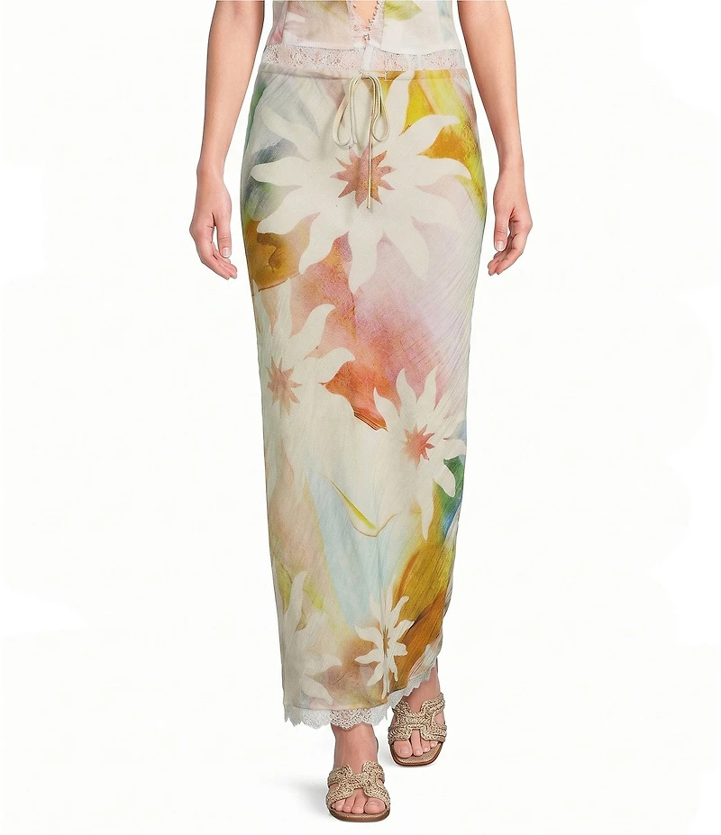 Never Fully Dressed Mabel Abstract Soleil Lace Trim Coordinating Maxi Skirt