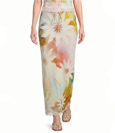 Never Fully Dressed Mabel Abstract Soleil Lace Trim Coordinating Maxi Skirt