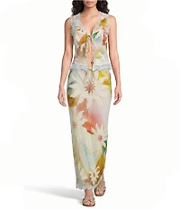 Never Fully Dressed Mabel Abstract Soleil Lace Trim Coordinating Maxi Skirt