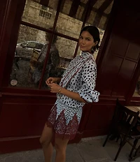 Never Fully Dressed Maeva Deer Printed Lace Hem Mini Skirt