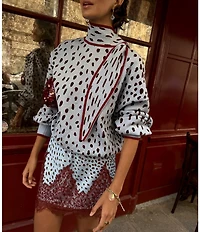 Never Fully Dressed Maeva Deer Printed Lace Hem Mini Skirt
