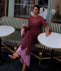 Never Fully Dressed Maeva Deer Printed Lace Hem Slip Midi Coordinating Skirt