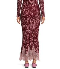 Never Fully Dressed Maeva Deer Printed Lace Hem Slip Midi Coordinating Skirt