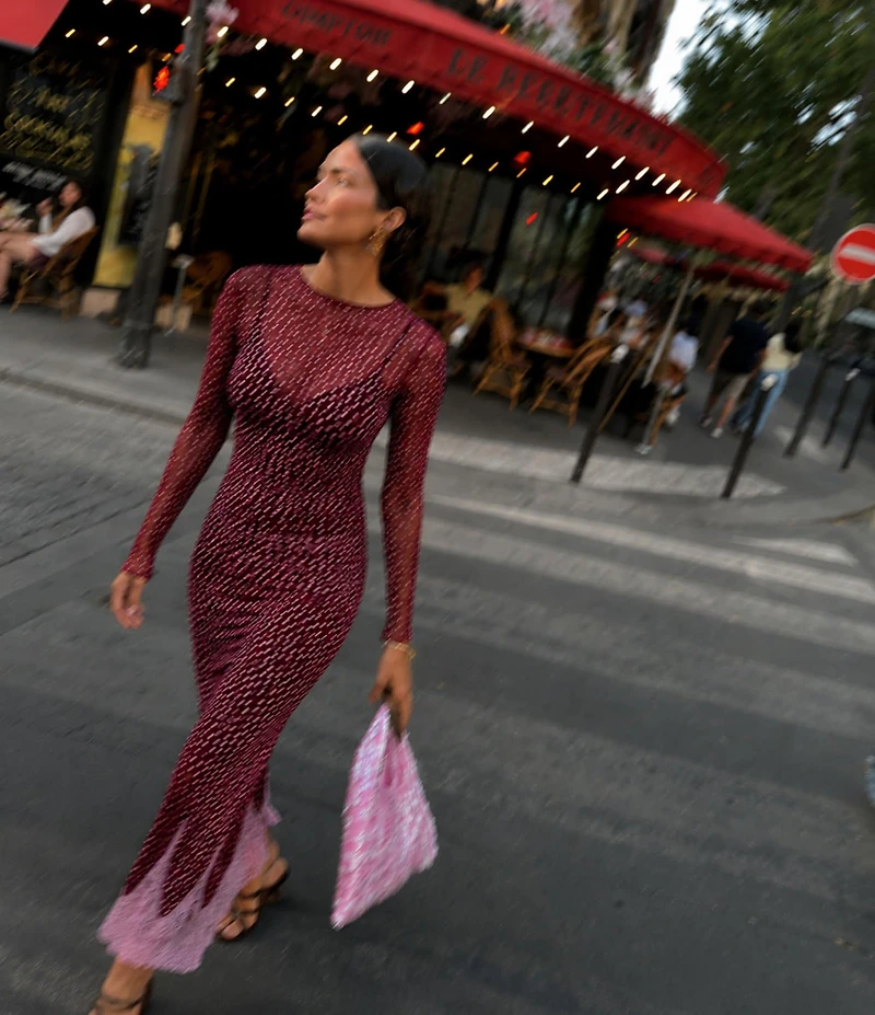 Never Fully Dressed Maeva Deer Printed Lace Hem Slip Midi Coordinating Skirt
