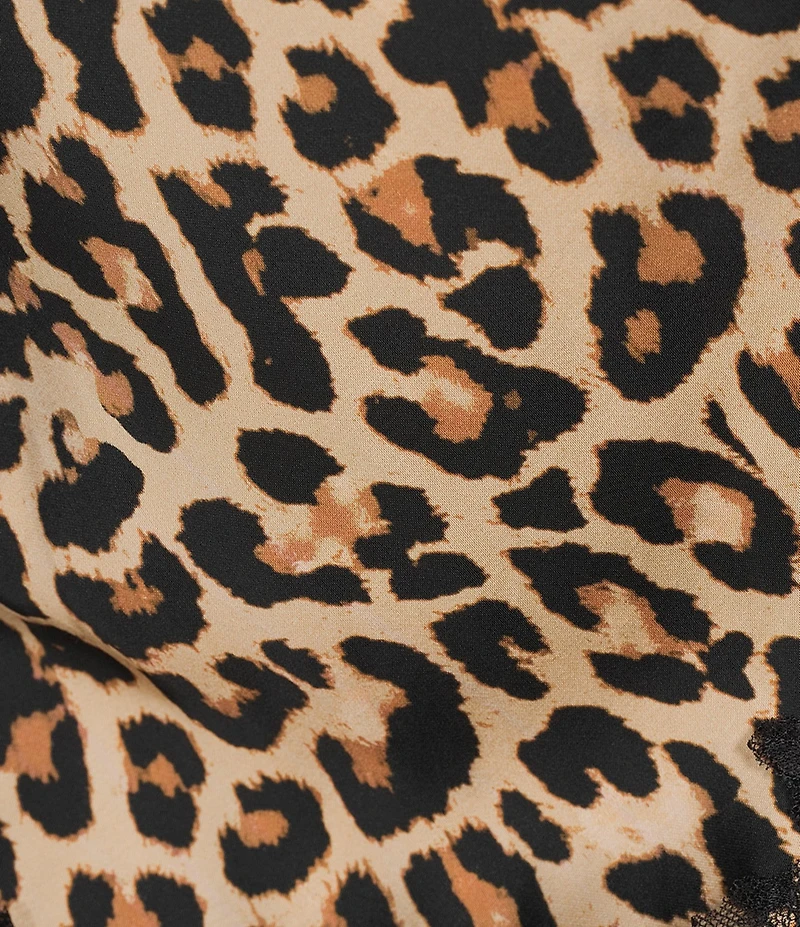 Never Fully Dressed Maeva Leopard Printed Lace Hem Mini Skirt