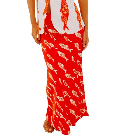 Never Fully Dressed Marina Dorris Fish Print Coordinating Maxi Skirt