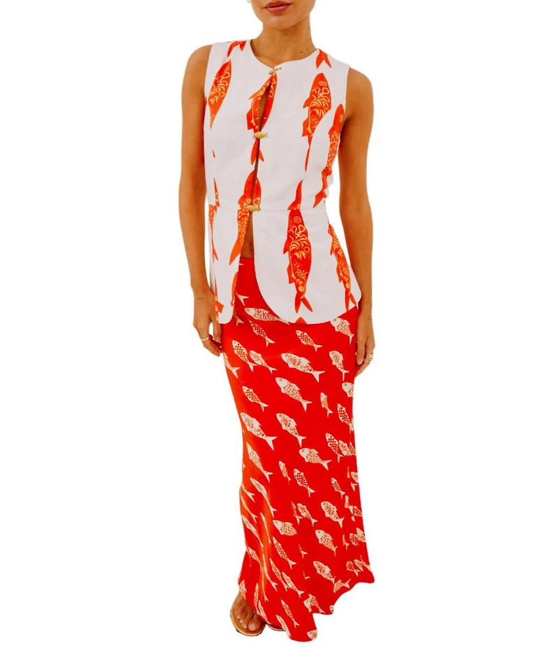 Never Fully Dressed Marina Dorris Fish Print Coordinating Maxi Skirt