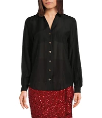 Never Fully Dressed Miley Point Collar Neck Long Sleeve Button Front Shirt