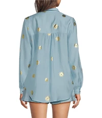 Never Fully Dressed Miley Sun Printed Collared Long Sleeve Button Front Coordinating Shirt