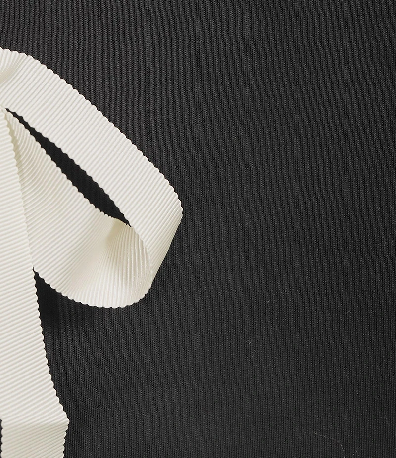 Never Fully Dressed Oversized Crew Neck Short Sleeve Knit Bow Back Shirt