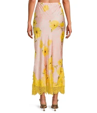 Never Fully Dressed Pink Fawn Poppy Maeva Printed Slip Midi Skirt