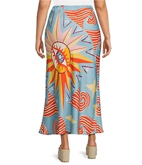 Never Fully Dressed Plus Size Dorris Dolce Vita Printed Satin Maxi Skirt