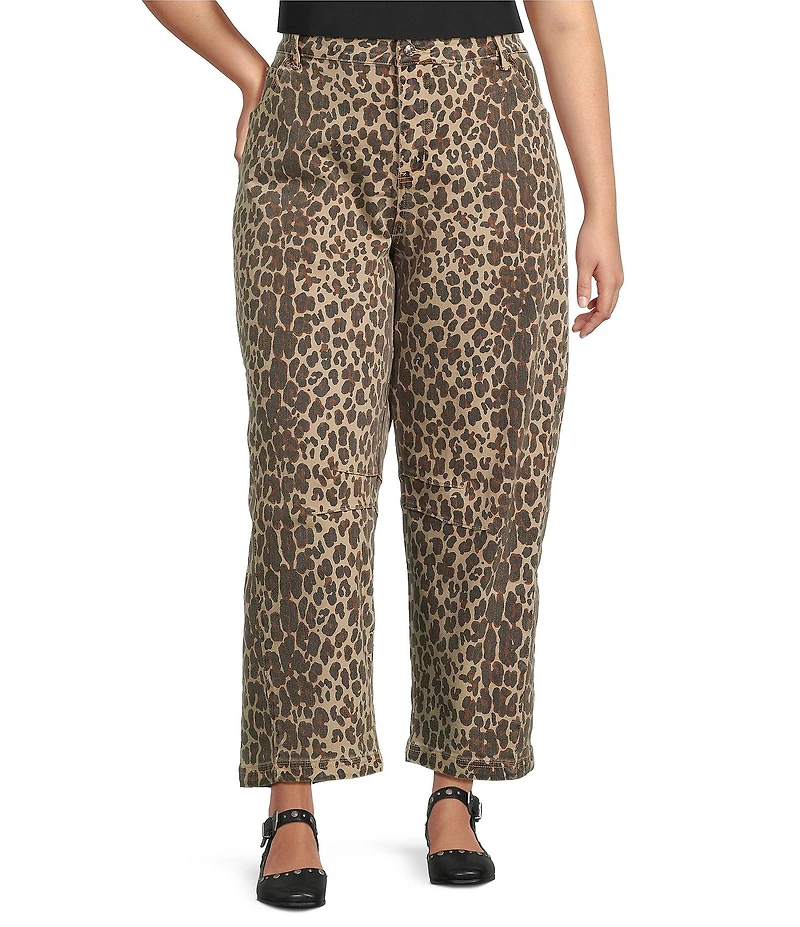 Never Fully Dressed Plus Size Leopard Print Barrel Jeans