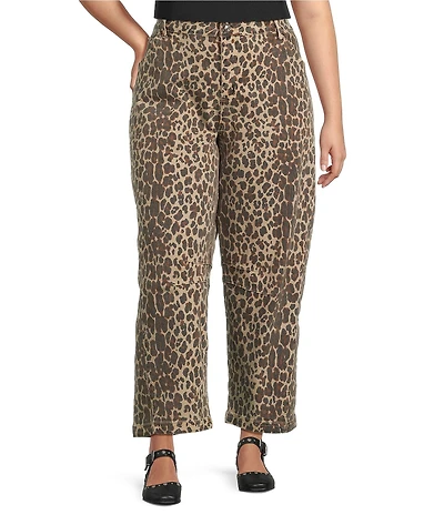Never Fully Dressed Plus Size Leopard Print Barrel Jeans