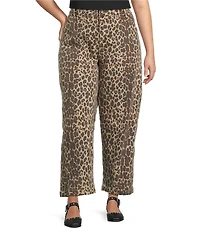 Never Fully Dressed Plus Size Leopard Print Barrel Jeans