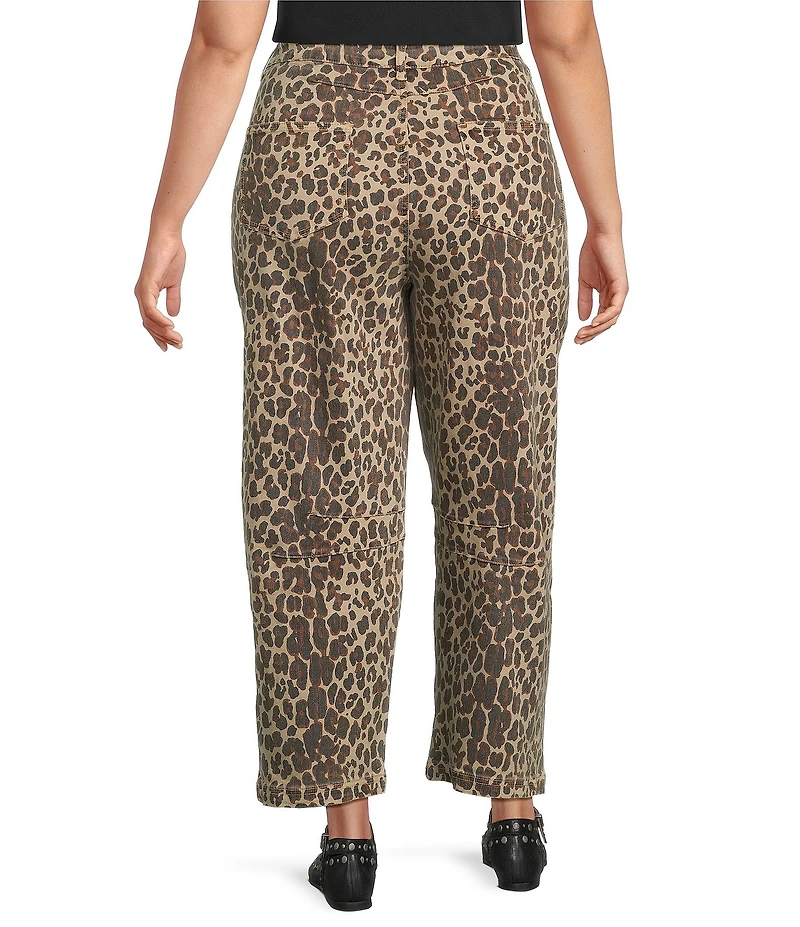 Never Fully Dressed Plus Size Leopard Print Barrel Jeans