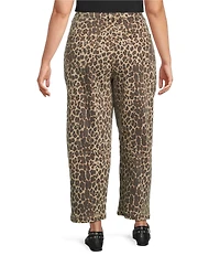 Never Fully Dressed Plus Size Leopard Print Barrel Jeans