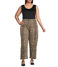 Never Fully Dressed Plus Size Leopard Print Barrel Jeans