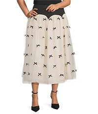 Never Fully Dressed Plus Size Monika Tulle Scallop Drop Waist Bow Maxi Skirt