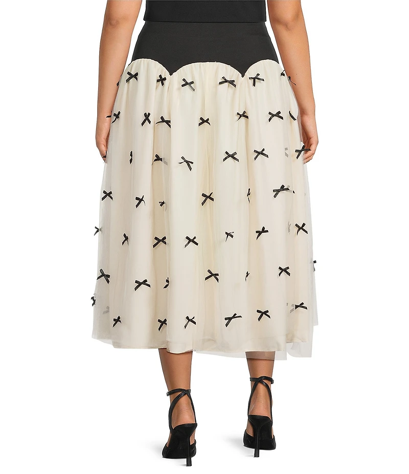 Never Fully Dressed Plus Size Monika Tulle Scallop Drop Waist Bow Maxi Skirt