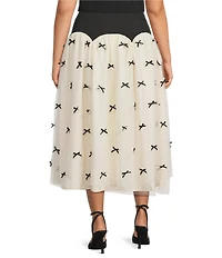 Never Fully Dressed Plus Size Monika Tulle Scallop Drop Waist Bow Maxi Skirt