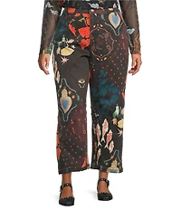 Never Fully Dressed Plus Size Printed Structure Barrel Denim Jeans