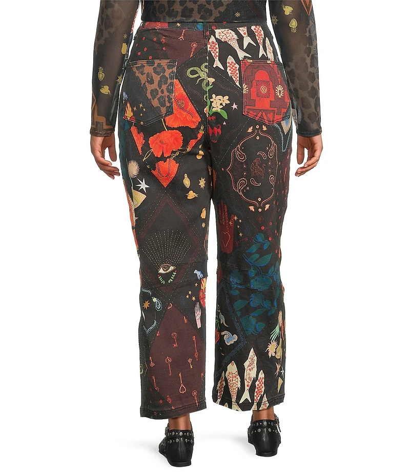 Never Fully Dressed Plus Size Printed Structure Barrel Denim Jeans