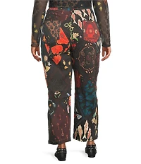 Never Fully Dressed Plus Size Printed Structure Barrel Denim Jeans