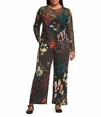 Never Fully Dressed Plus Size Printed Structure Barrel Denim Jeans