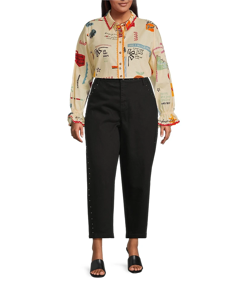 Never Fully Dressed Plus Studded Barrel Denim Jeans