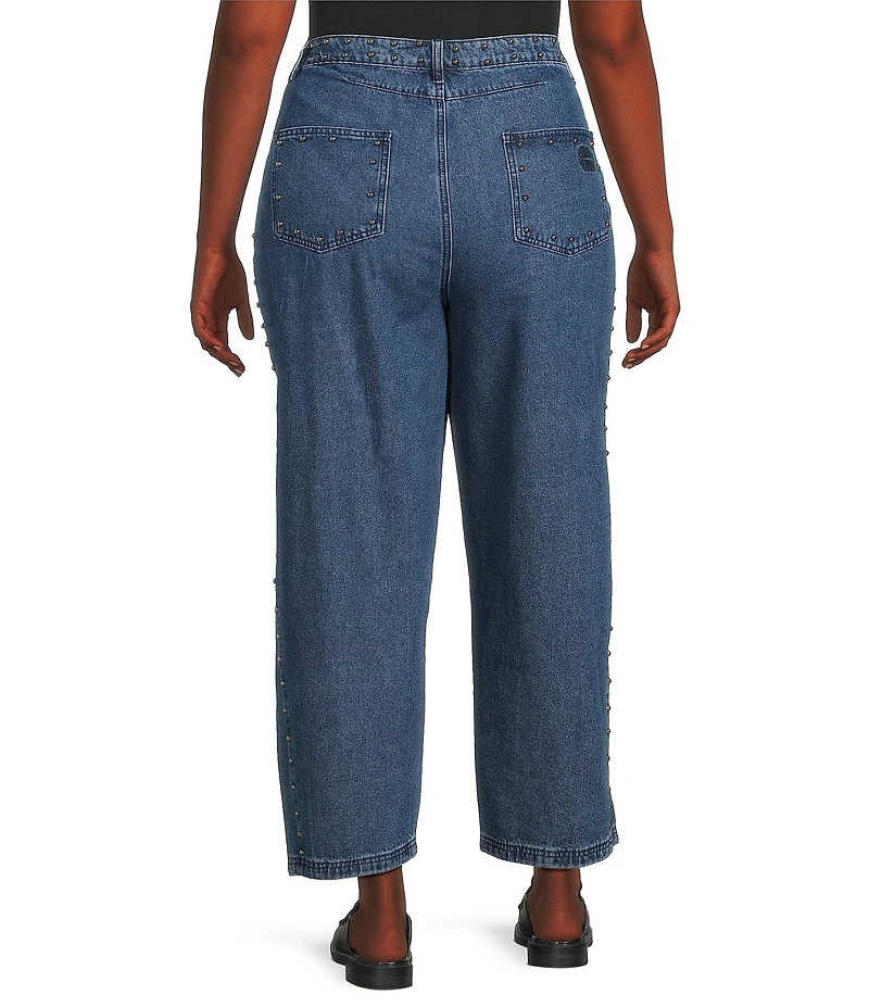 Never Fully Dressed Plus Studded Structure Barrel Denim Jeans