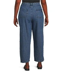 Never Fully Dressed Plus Studded Structure Barrel Denim Jeans