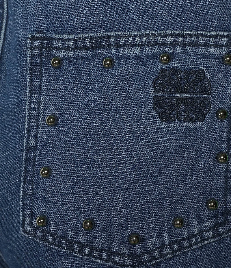 Never Fully Dressed Plus Studded Structure Barrel Denim Jeans