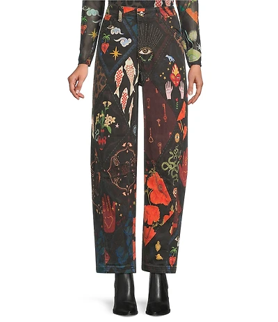 Never Fully Dressed Printed Structure Barrel Denim Jeans