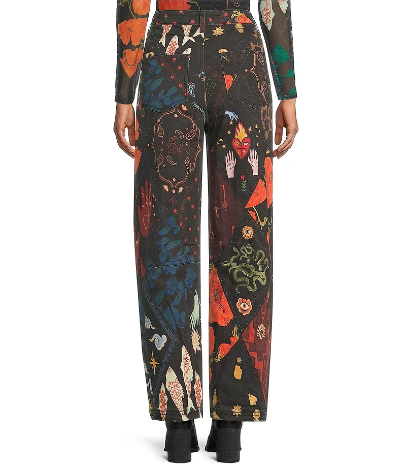 Never Fully Dressed Printed Structure Barrel Denim Jeans