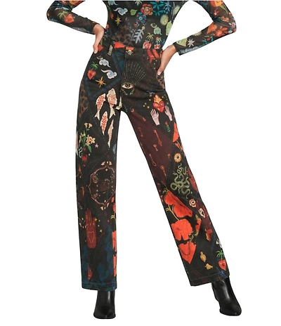 Never Fully Dressed Printed Structure Barrel Denim Jeans