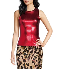 Never Fully Dressed Ribbed Metallic Crew Neck Sleeveless Tank Top