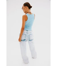 Never Fully Dressed Ribbed Metallic Crew Neck Sleeveless Tank Top
