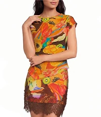 Never Fully Dressed Rio Printed Crew Neck Sleeveless Asymmetric Top