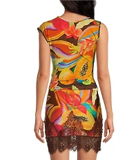 Never Fully Dressed Rio Printed Crew Neck Sleeveless Asymmetric Top