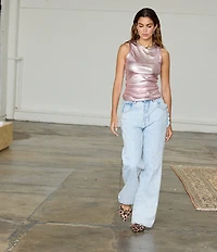 Never Fully Dressed Scallop Pocket Detail Straight Leg Jeans