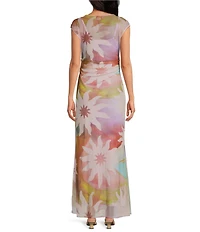 Never Fully Dressed Soleil Luna Mesh Crew Neck Short Sleeve Maxi Dress