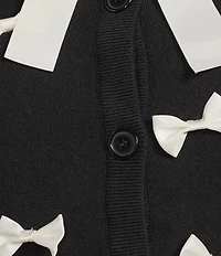 Never Fully Dressed Sophie Crew Neck Long Sleeve Contrast Bow Cardigan