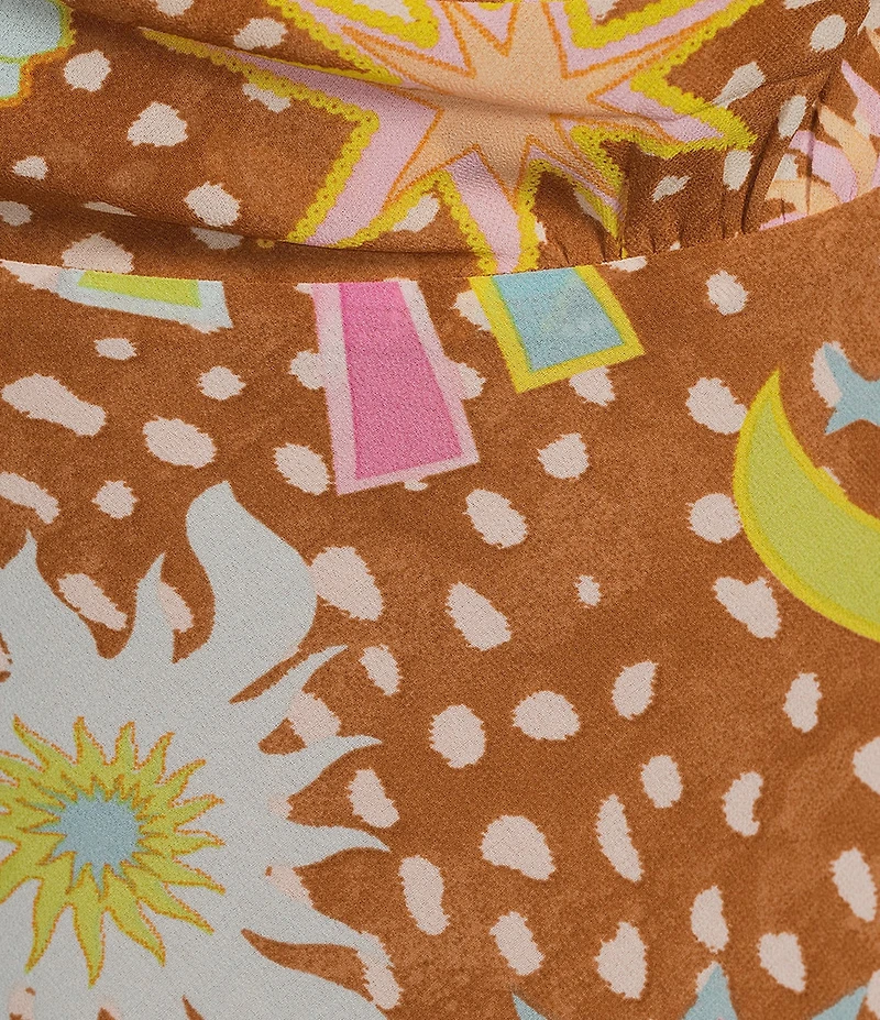 Never Fully Dressed Sophie Star Fawn Print Cowl Neck Sleevless Maxi Dress